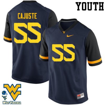 Youth West Virginia Mountaineers NCAA #55 Yodny Cajuste Navy Authentic Nike Stitched College Football Jersey NT15L71QO